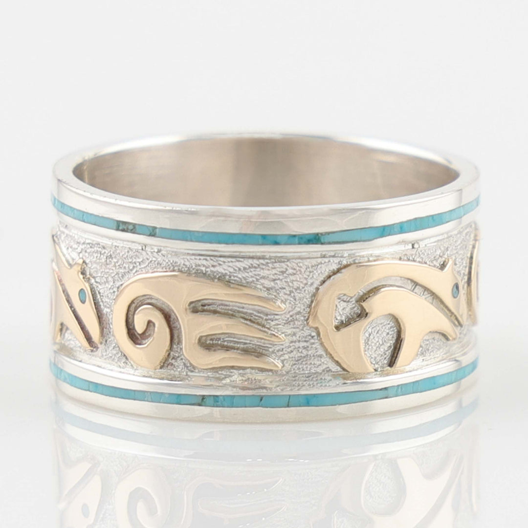 Gold on Silver Bear Ring