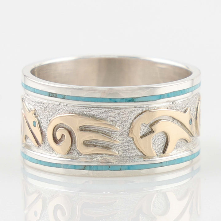 Gold on Silver Bear Ring