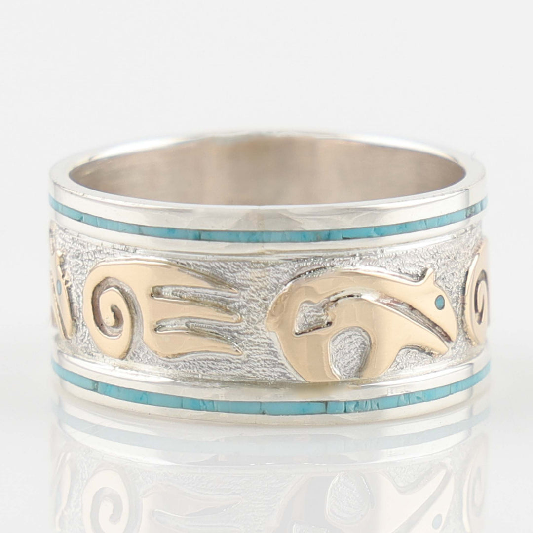 Gold on Silver Bear Ring