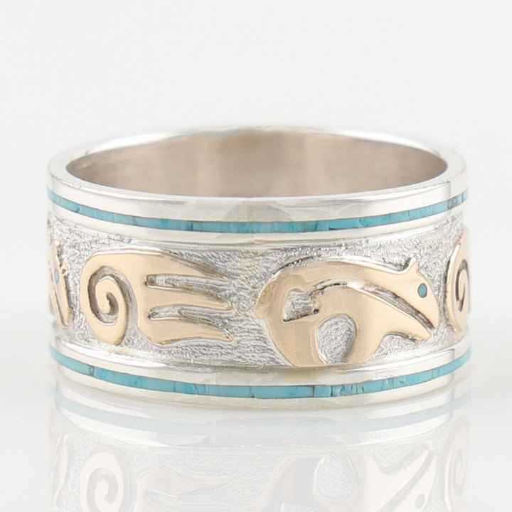 Gold on Silver Bear Ring