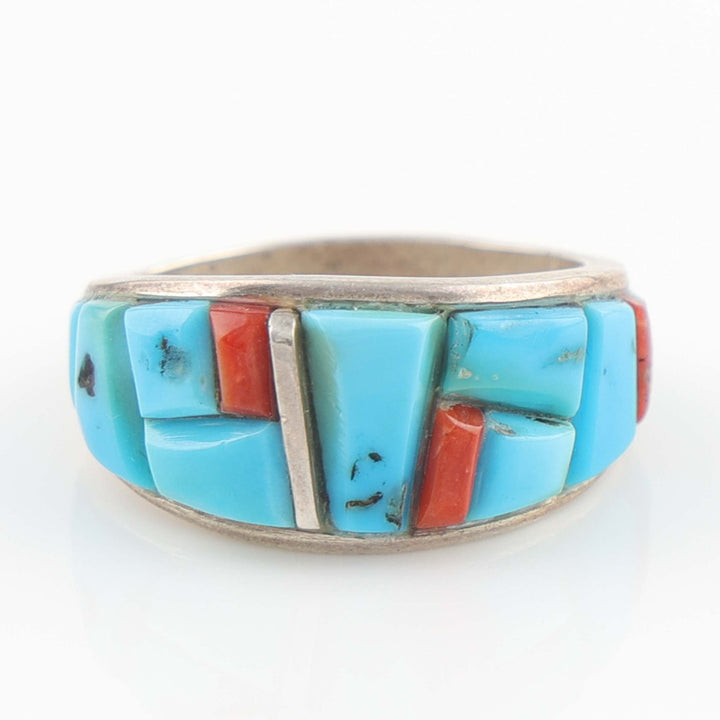 Turquoise and Coral Ring