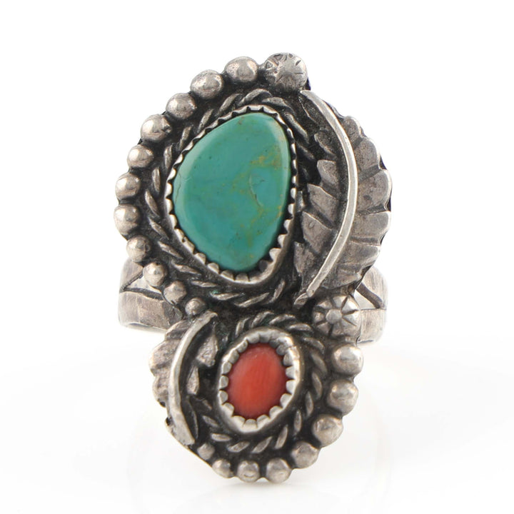 1960s Turquoise and Coral Ring