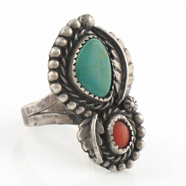 1960s Turquoise and Coral Ring