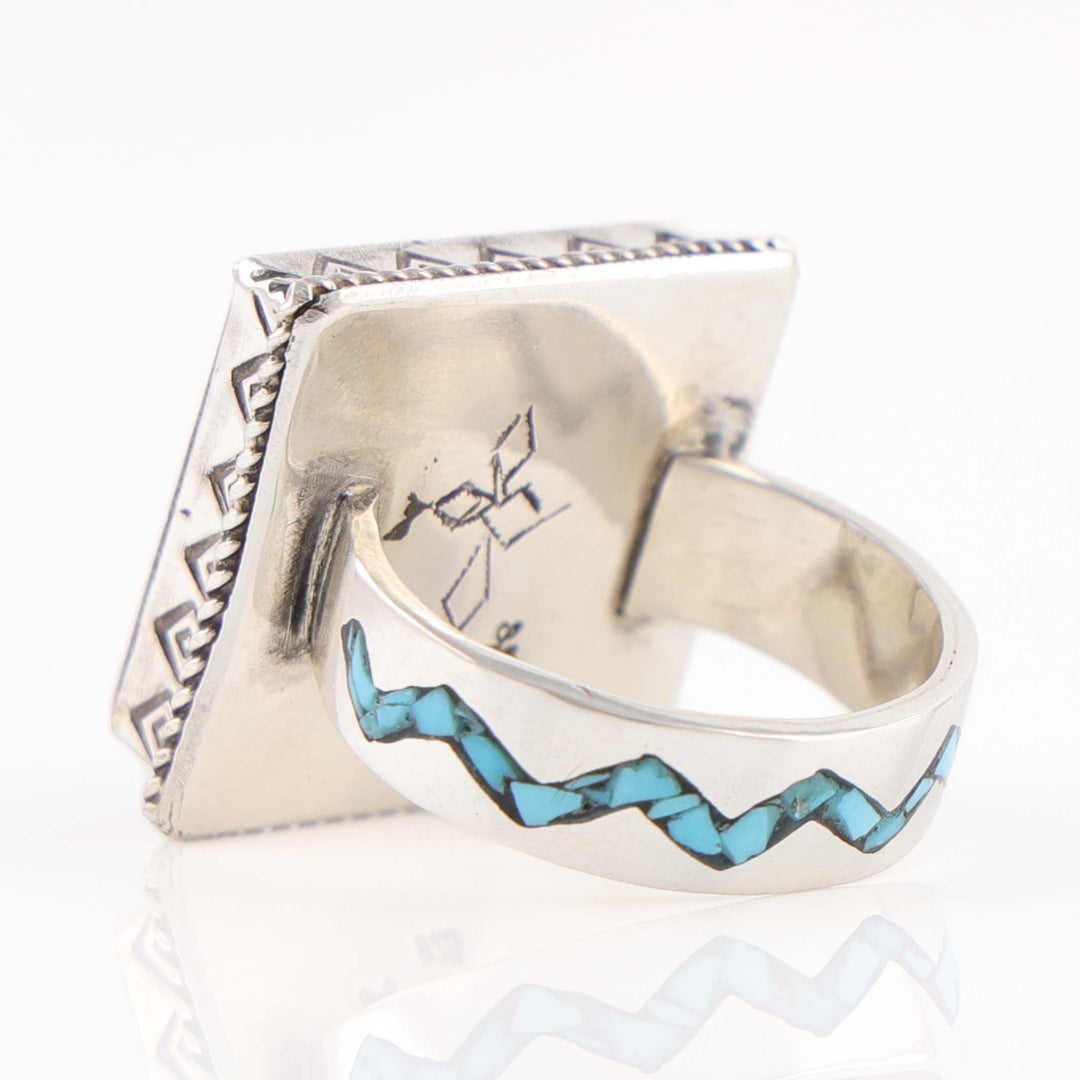 Turquoise and Coral Lightning Ring