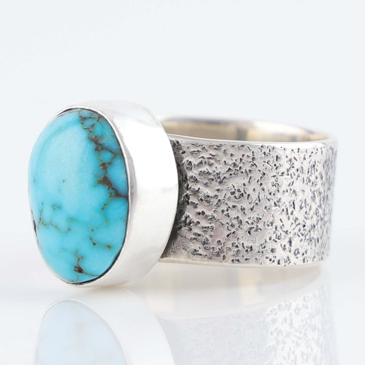 Navajo Spiderweb Morenci Turquoise Ring