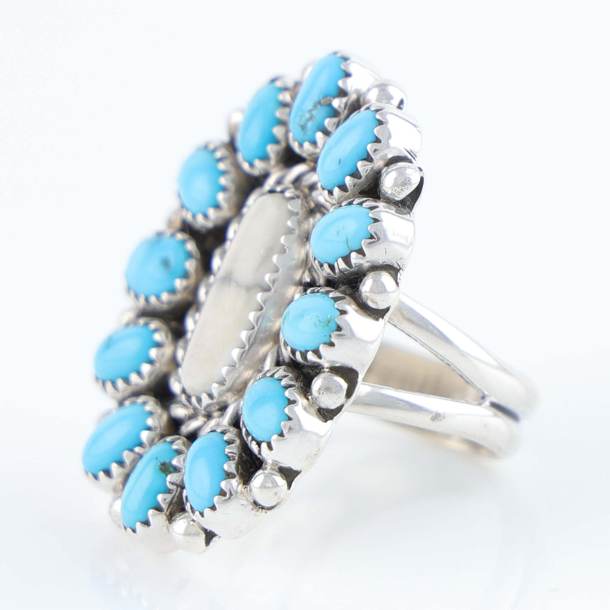 Navajo Turquoise and White Buffalo Ring by Ruth Yazzie
