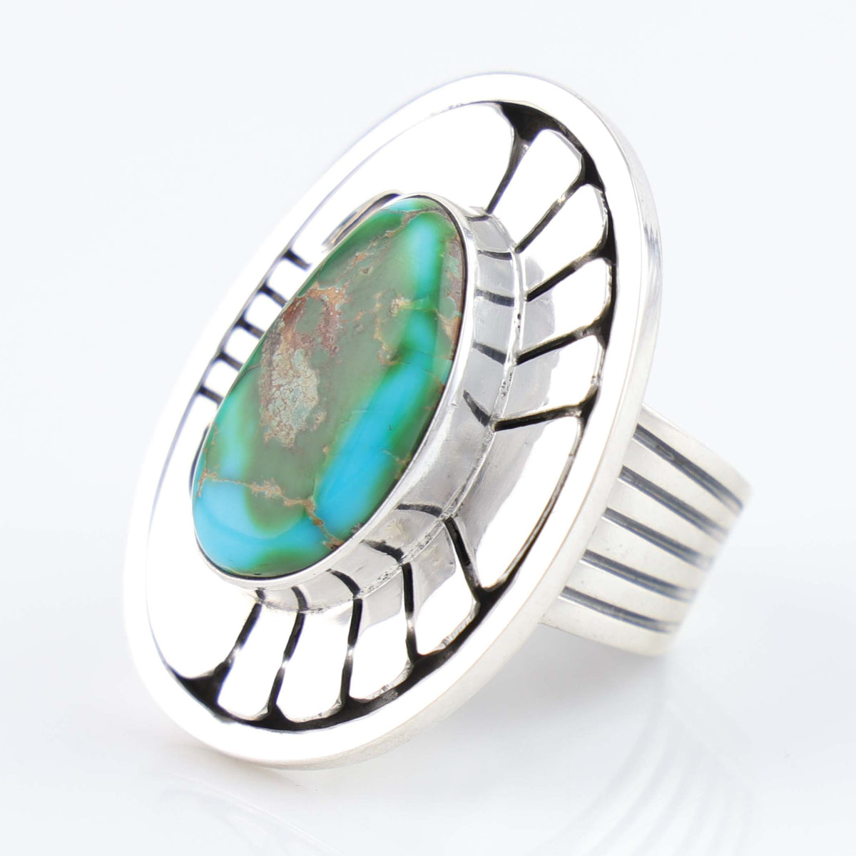 Navajo Sonoran Gold Turquoise Ring by Leonard Nez