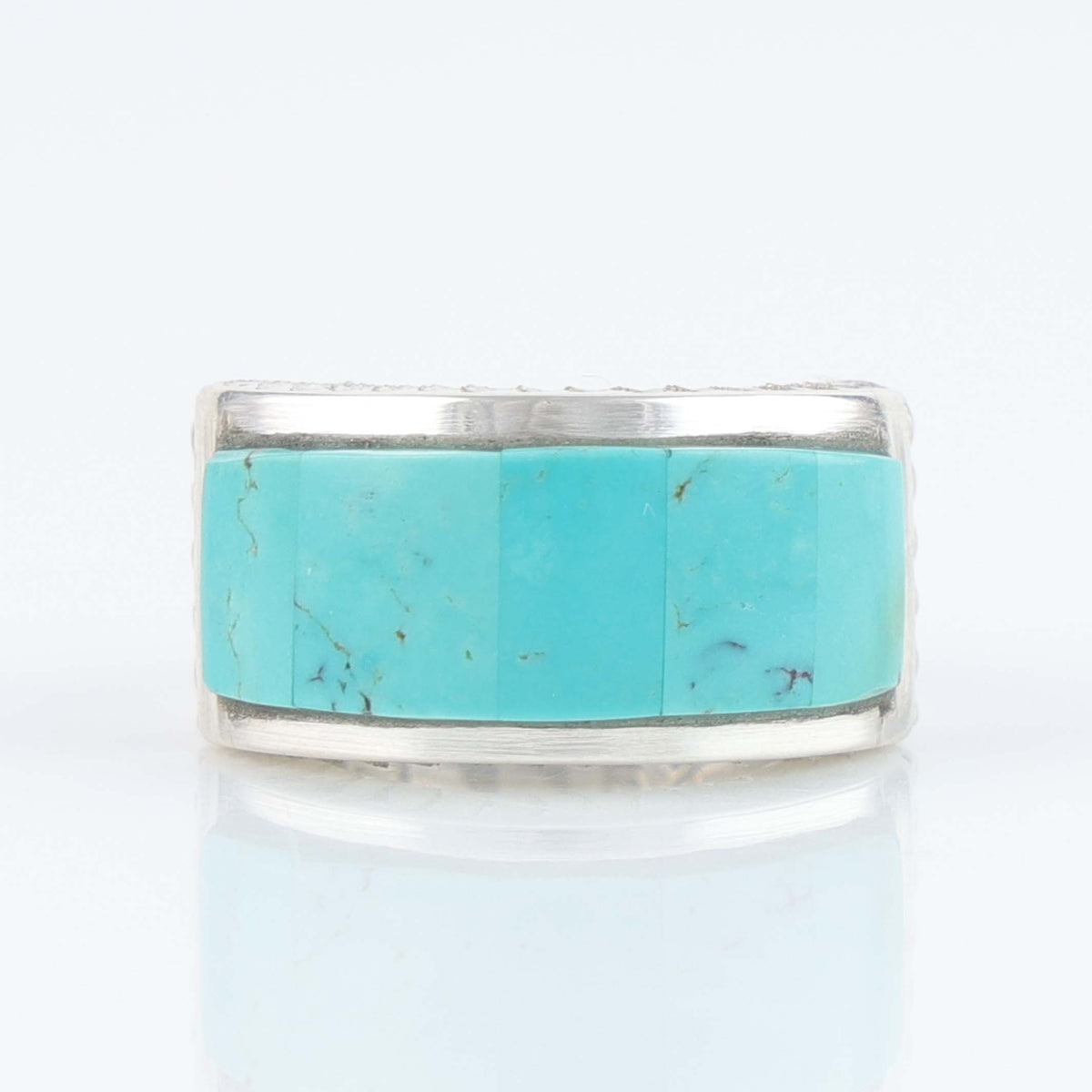 Navajo Kingman Turquoise Inlay Ring by Stewart Yellowhorse
