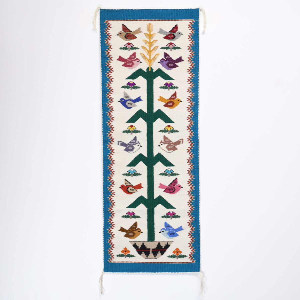 Navajo Bird Pictorial Runner Weaving by Mary Ann Hosteenez