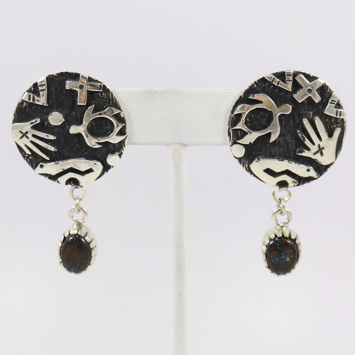 Apache Blue Turquoise Earrings by Kee Yazzie - Garland's