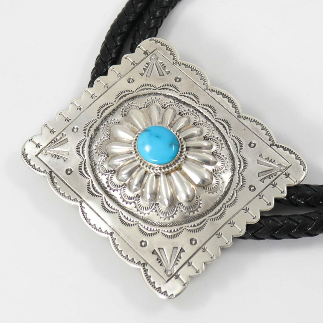Blue Gem Turquoise Bola Tie by Clarissa and Vernon Hale - Garland's