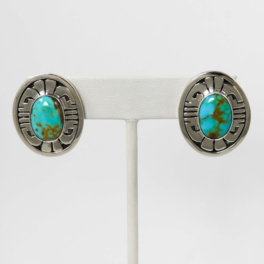 Blue Gem Turquoise Earrings by Leonard Nez - Garland's