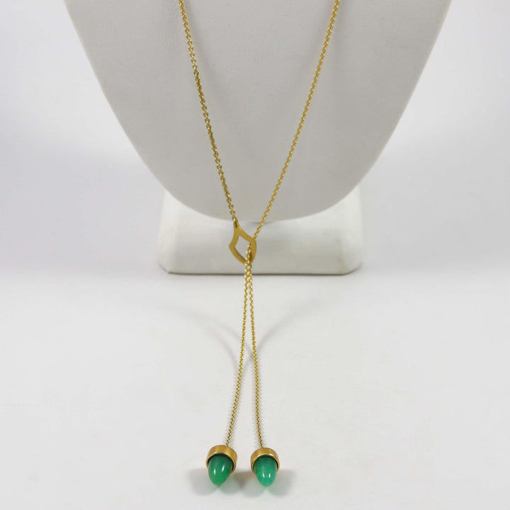 Chrysoprase Lariat Necklace by Maria Samora - Garland's