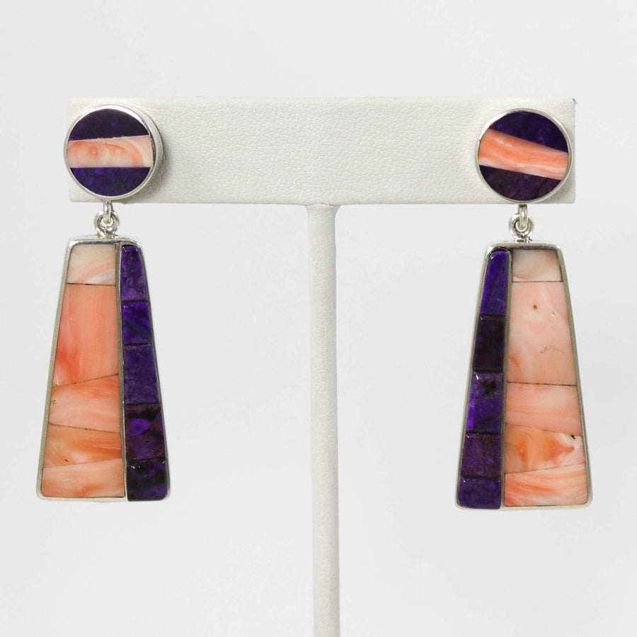 Coral and Sugilite Earrings by Noah Pfeffer - Garland's