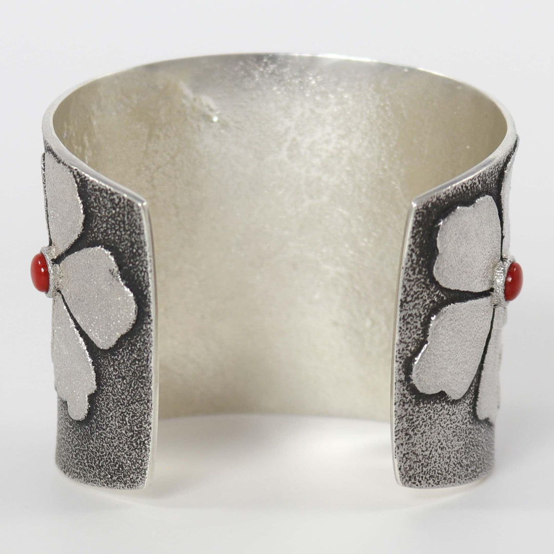 Coral and Turquoise Flower Cuff by Rebecca Begay - Garland's