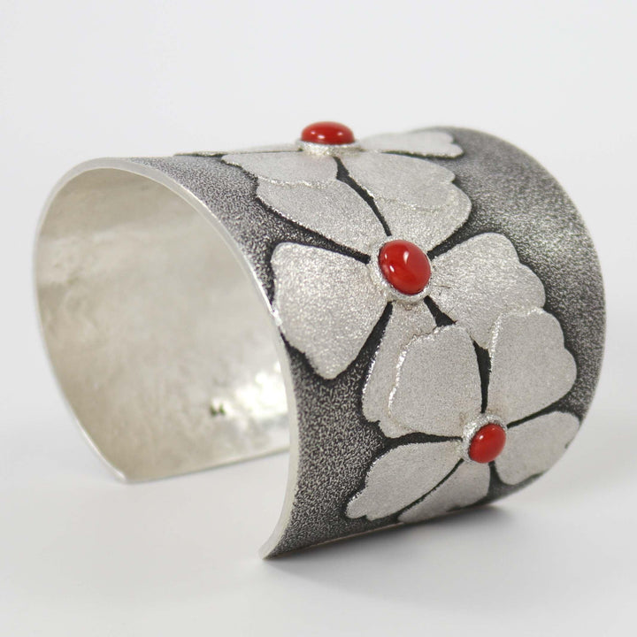 Coral and Turquoise Flower Cuff by Rebecca Begay - Garland's