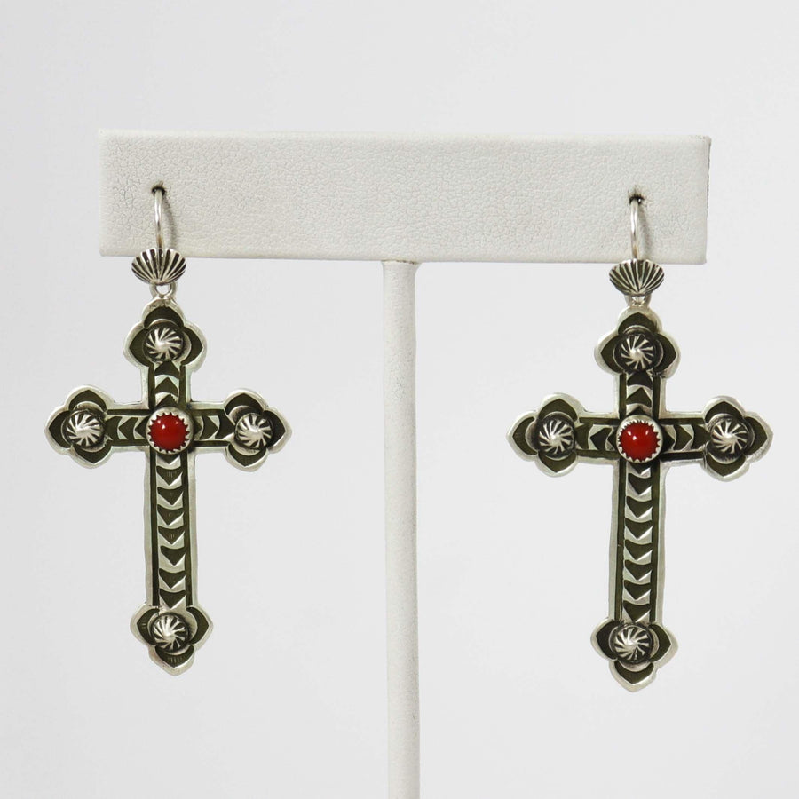 Coral Cross Earrings by Karl Nataani - Garland's