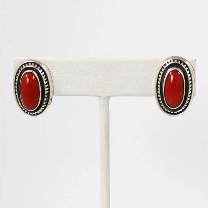 Coral Earrings by Leonard Nez - Garland's