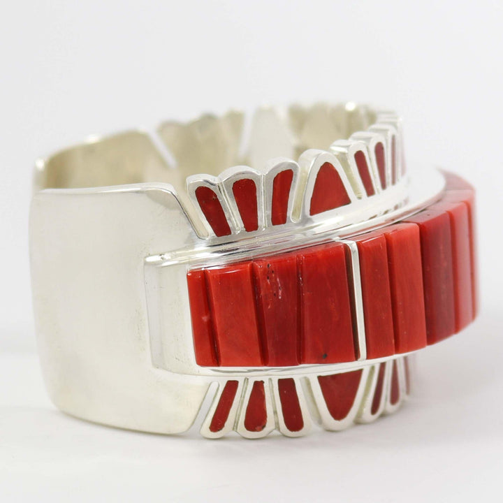 Coral Inlay Cuff by Vernon Haskie - Garland's
