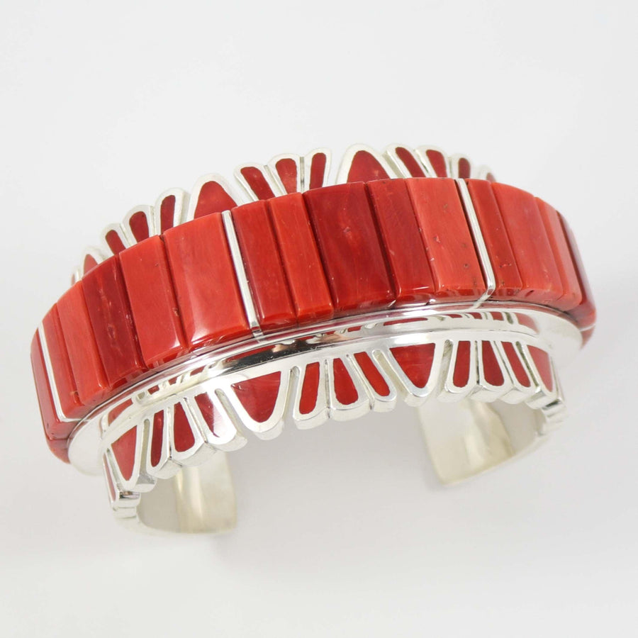 Coral Inlay Cuff by Vernon Haskie - Garland's