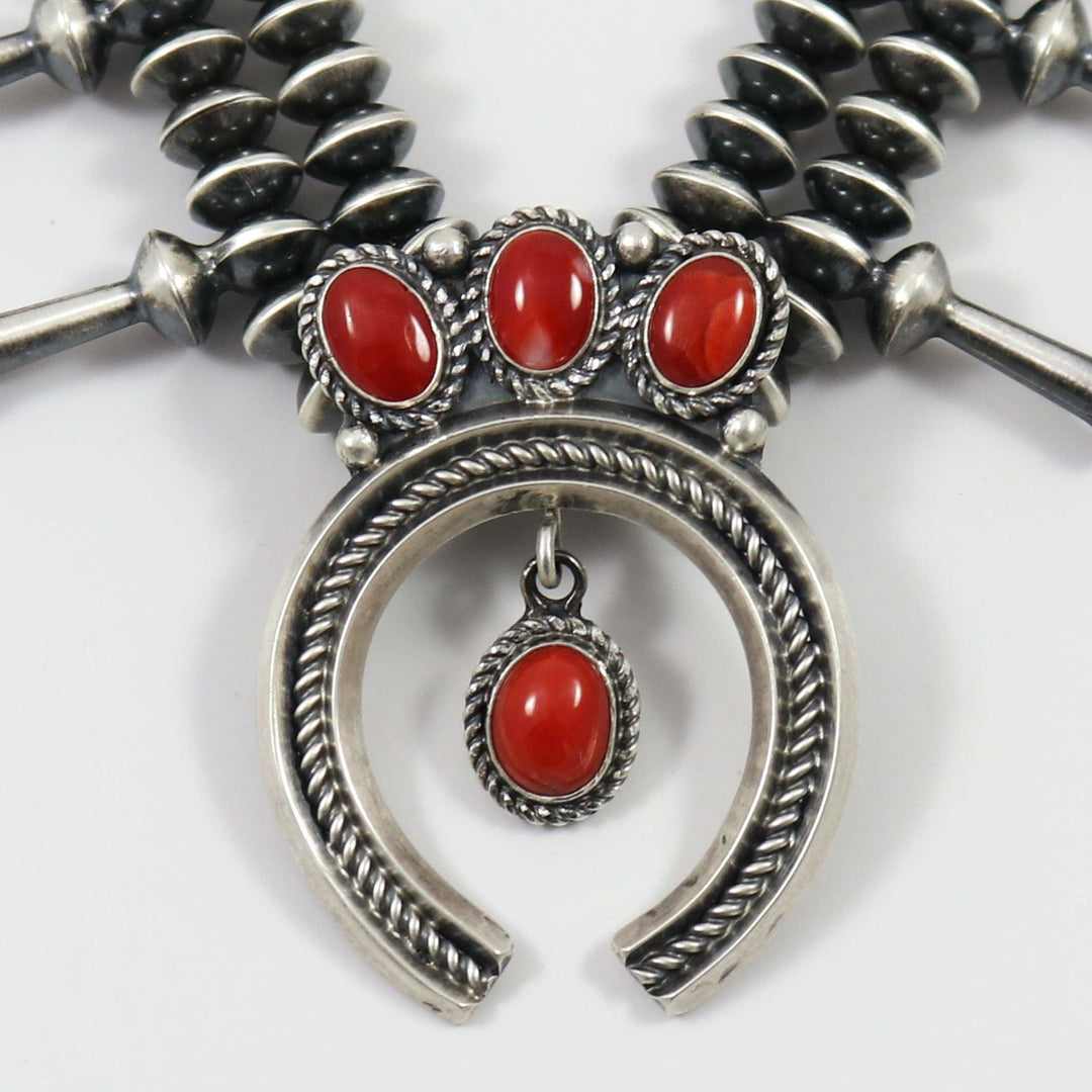Coral Squash Blossom Necklace by Ruby Haley - Garland's