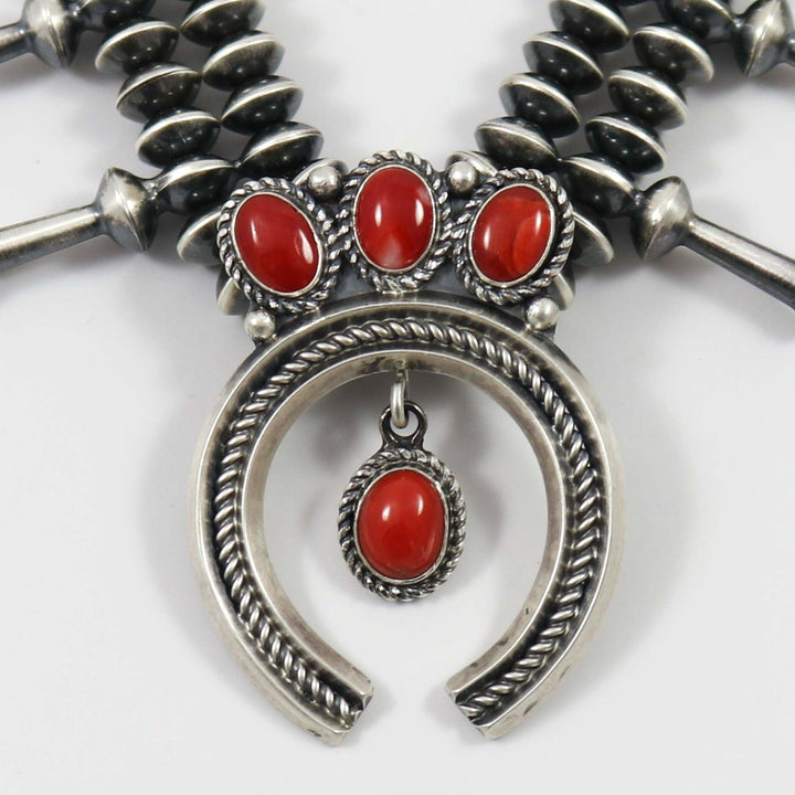 Coral Squash Blossom Necklace by Ruby Haley - Garland's