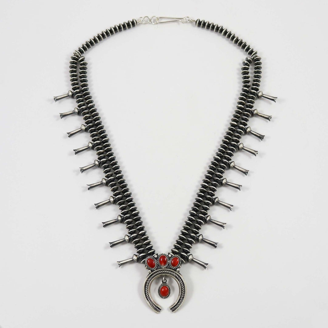 Coral Squash Blossom Necklace by Ruby Haley - Garland's