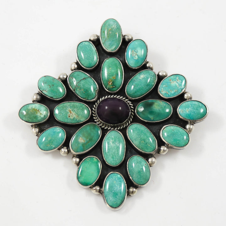 Fox Turquoise and Sugilite Pin by Albert Jake - Garland's