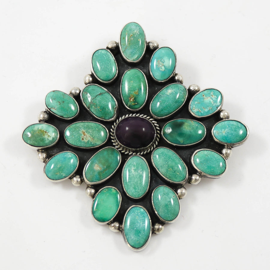 Fox Turquoise and Sugilite Pin by Albert Jake - Garland's