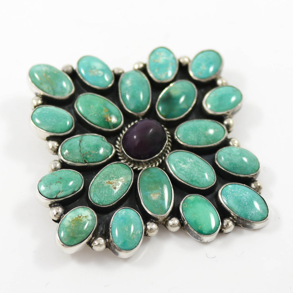 Fox Turquoise and Sugilite Pin by Albert Jake - Garland's