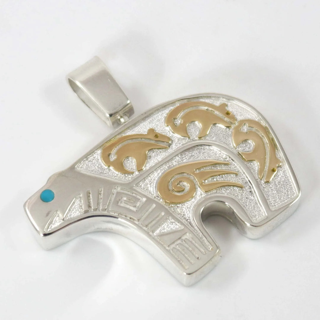 Gold on Silver Bear Pendant by Robert Taylor - Garland's