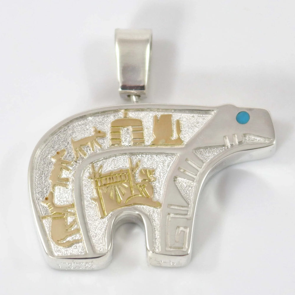 Gold on Silver Bear Pendant by Robert Taylor - Garland's