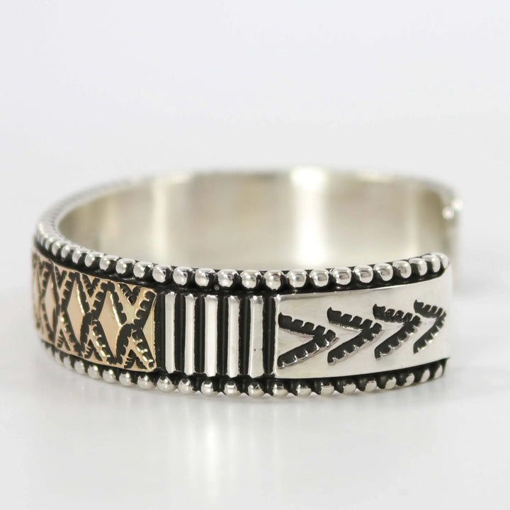 Gold on Silver Cuff by Johnathan Nez - Garland's