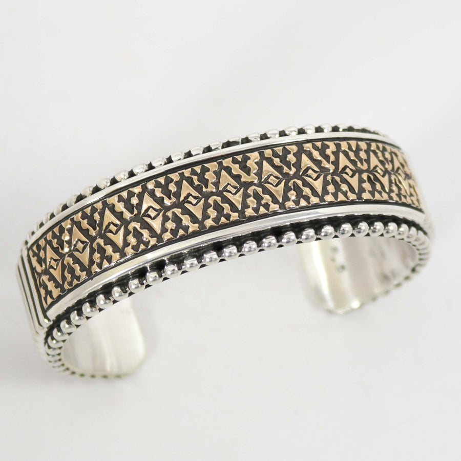 Gold on Silver Cuff by Johnathan Nez - Garland's