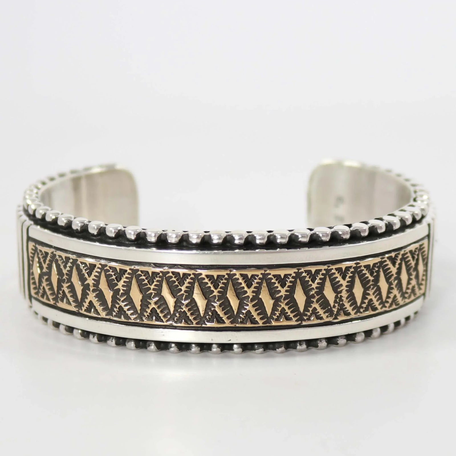 Gold on Silver Cuff by Johnathan Nez - Garland's