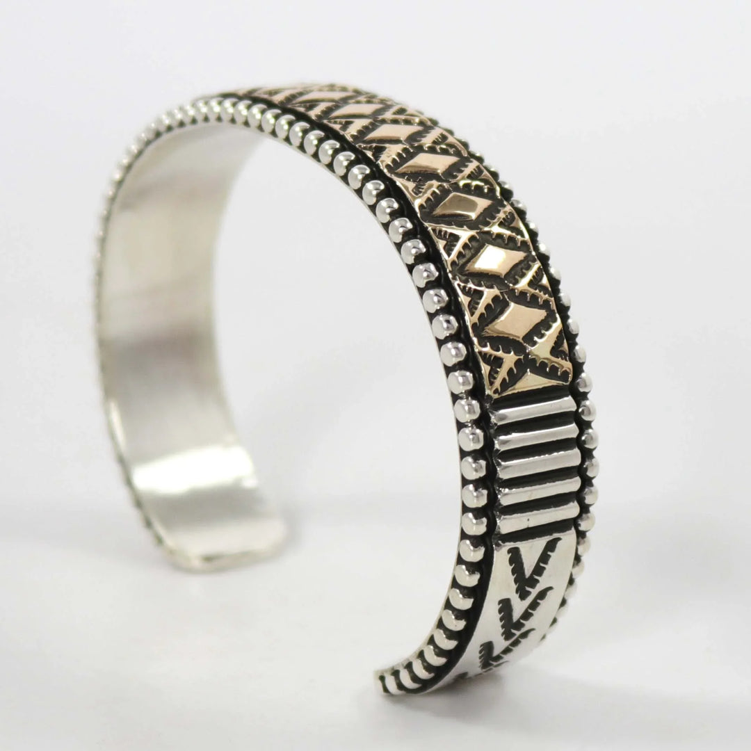 Gold on Silver Cuff by Johnathan Nez - Garland's