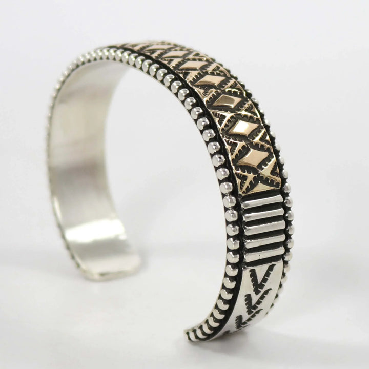 Gold on Silver Cuff by Johnathan Nez - Garland's