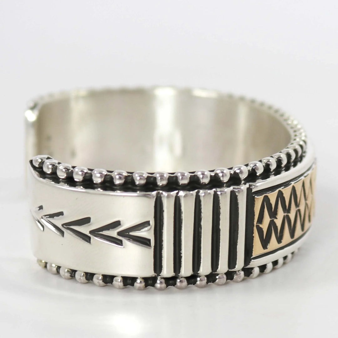 Gold on Silver Cuff by Johnathan Nez - Garland's