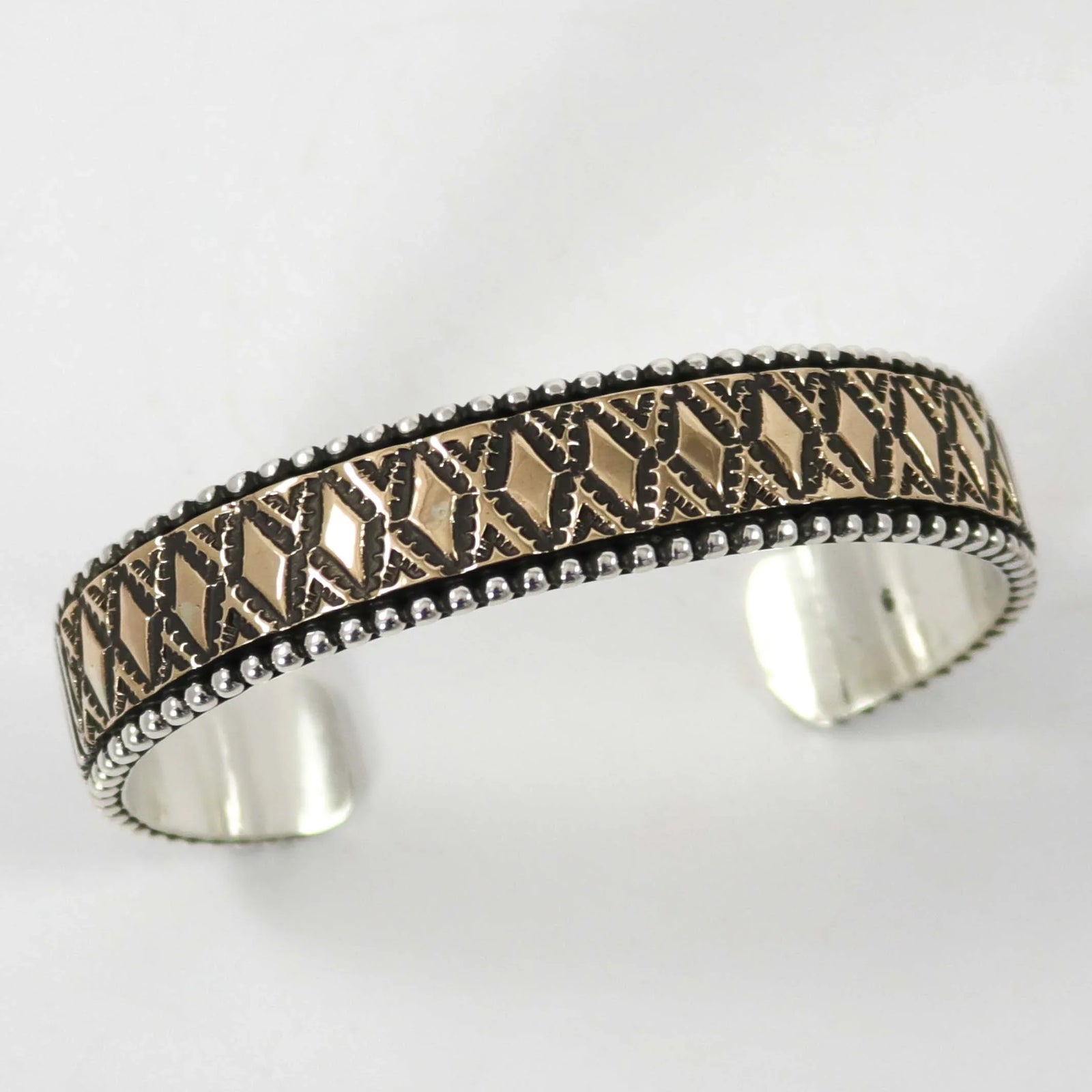 Gold on Silver Cuff by Johnathan Nez - Garland's