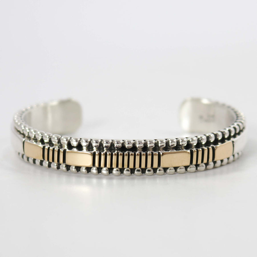 Gold on Silver Cuff by Johnathan Nez - Garland's