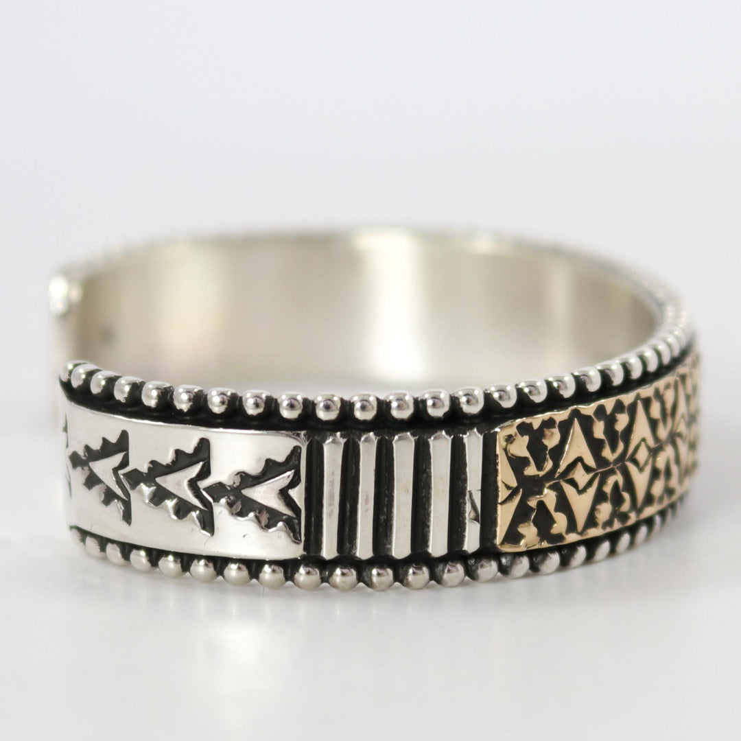 Gold on Silver Cuff by Johnathan Nez - Garland's