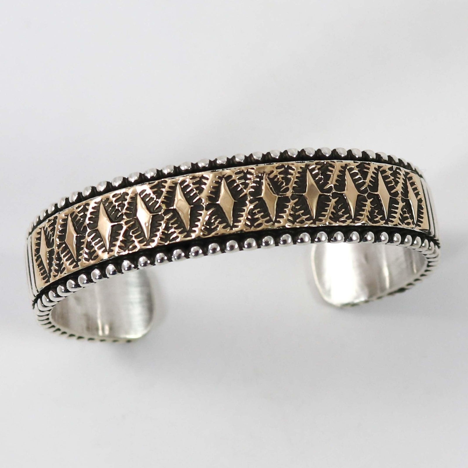 Gold on Silver Cuff by Johnathan Nez - Garland's