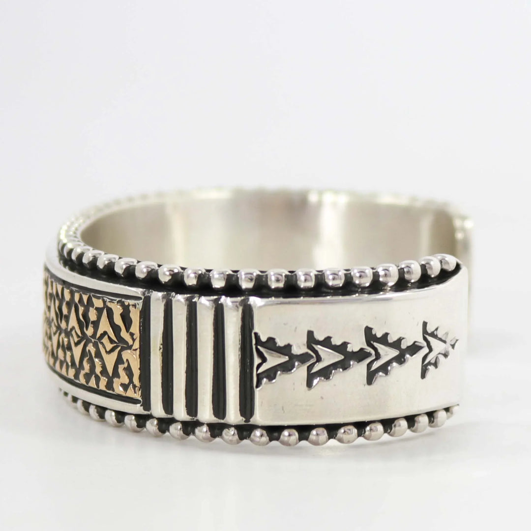 Gold on Silver Cuff by Johnathan Nez - Garland's
