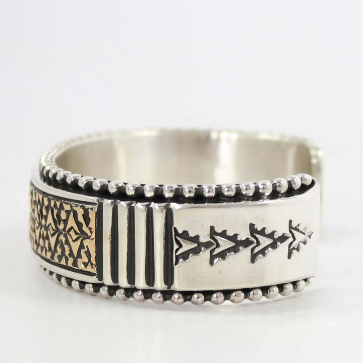 Gold on Silver Cuff by Johnathan Nez - Garland's