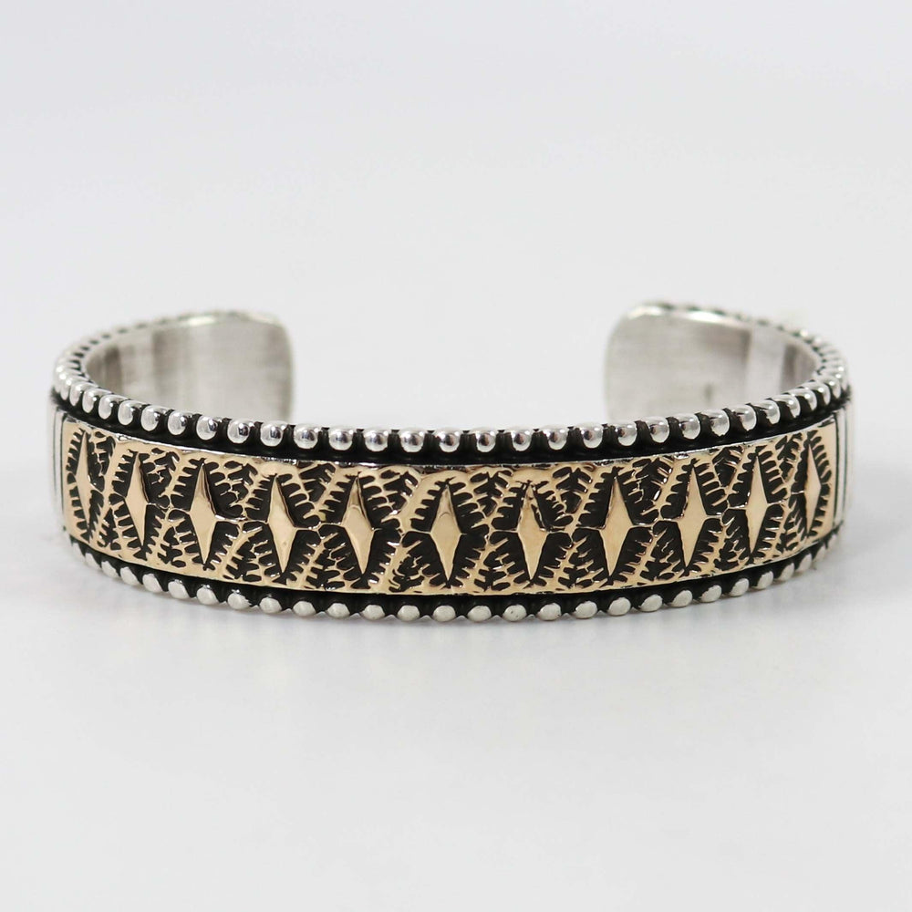 Gold on Silver Cuff by Johnathan Nez - Garland's