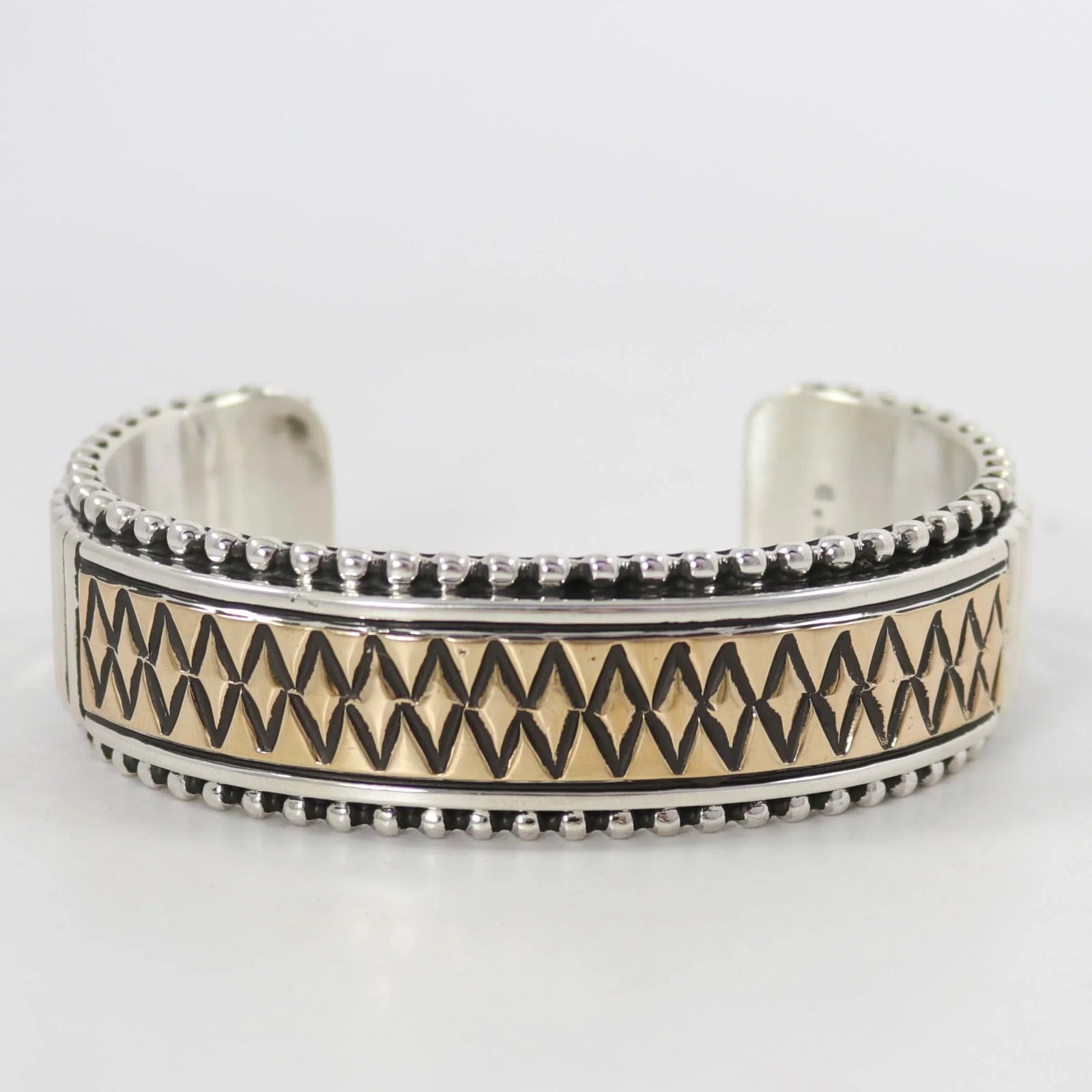 Gold on Silver Cuff by Johnathan Nez - Garland's