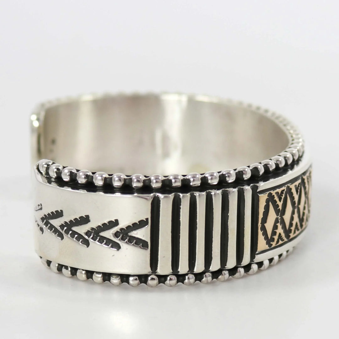 Gold on Silver Cuff by Johnathan Nez - Garland's