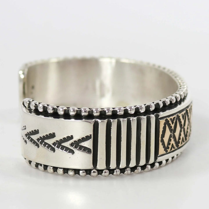 Gold on Silver Cuff by Johnathan Nez - Garland's