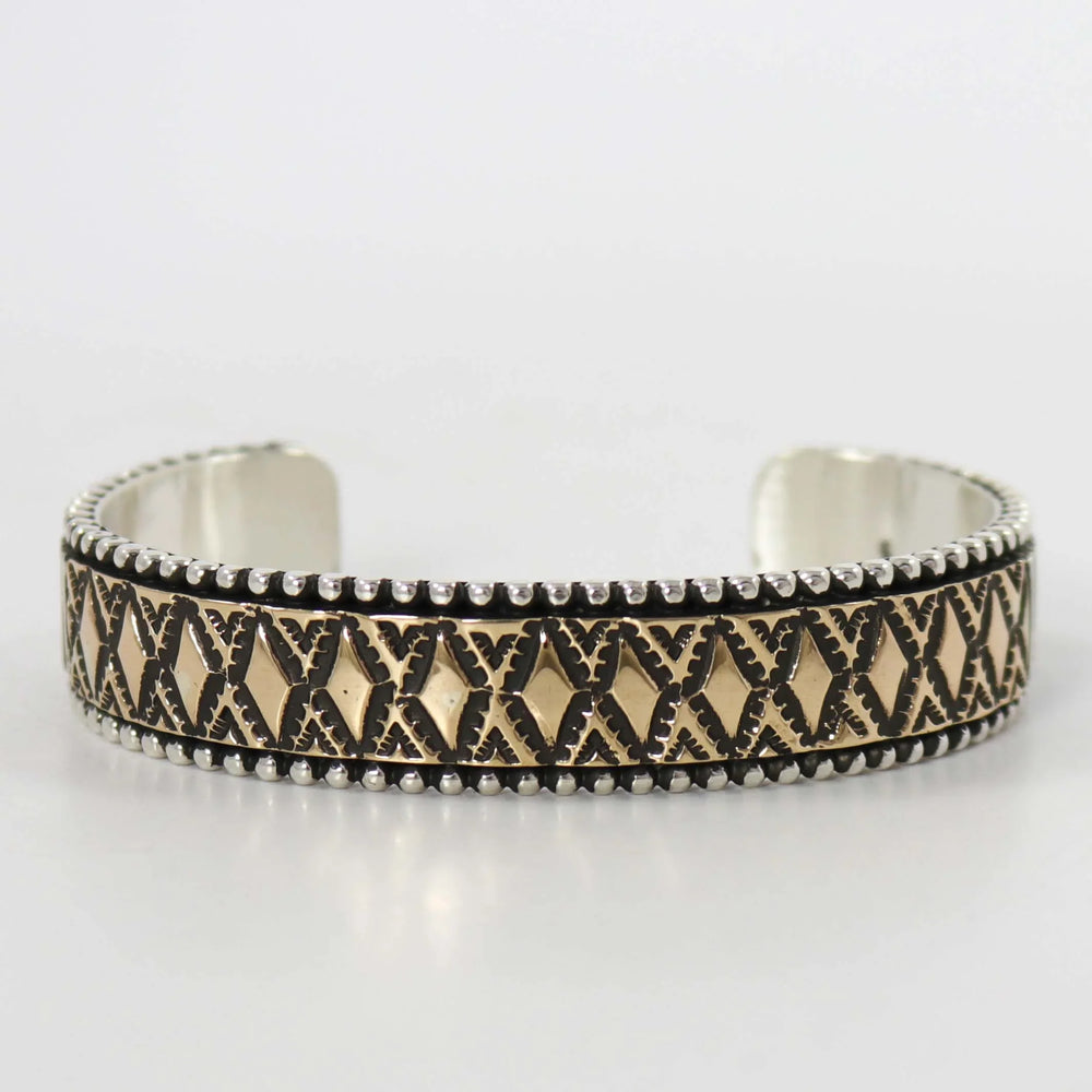 Gold on Silver Cuff by Johnathan Nez - Garland's