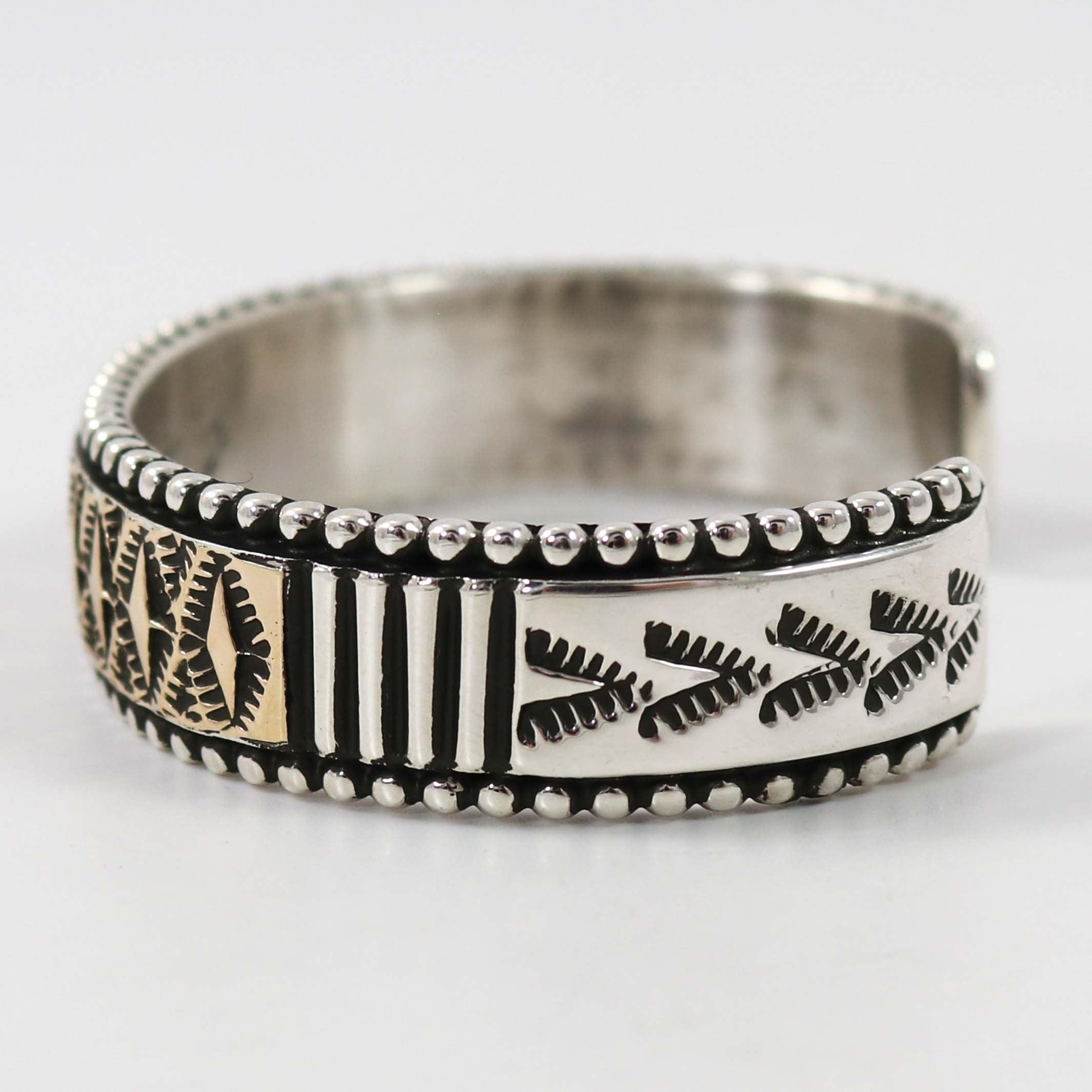 シルバー カフブレスレット インディアンジュエリー　80' シルバーカフにゴールド – Garland's